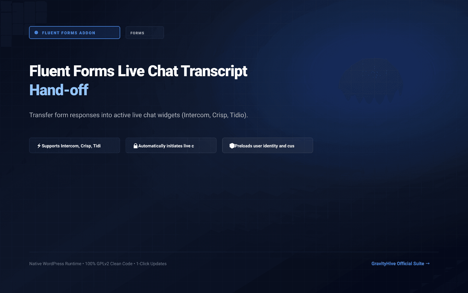 Fluent Forms Live Chat Transcript Hand-off