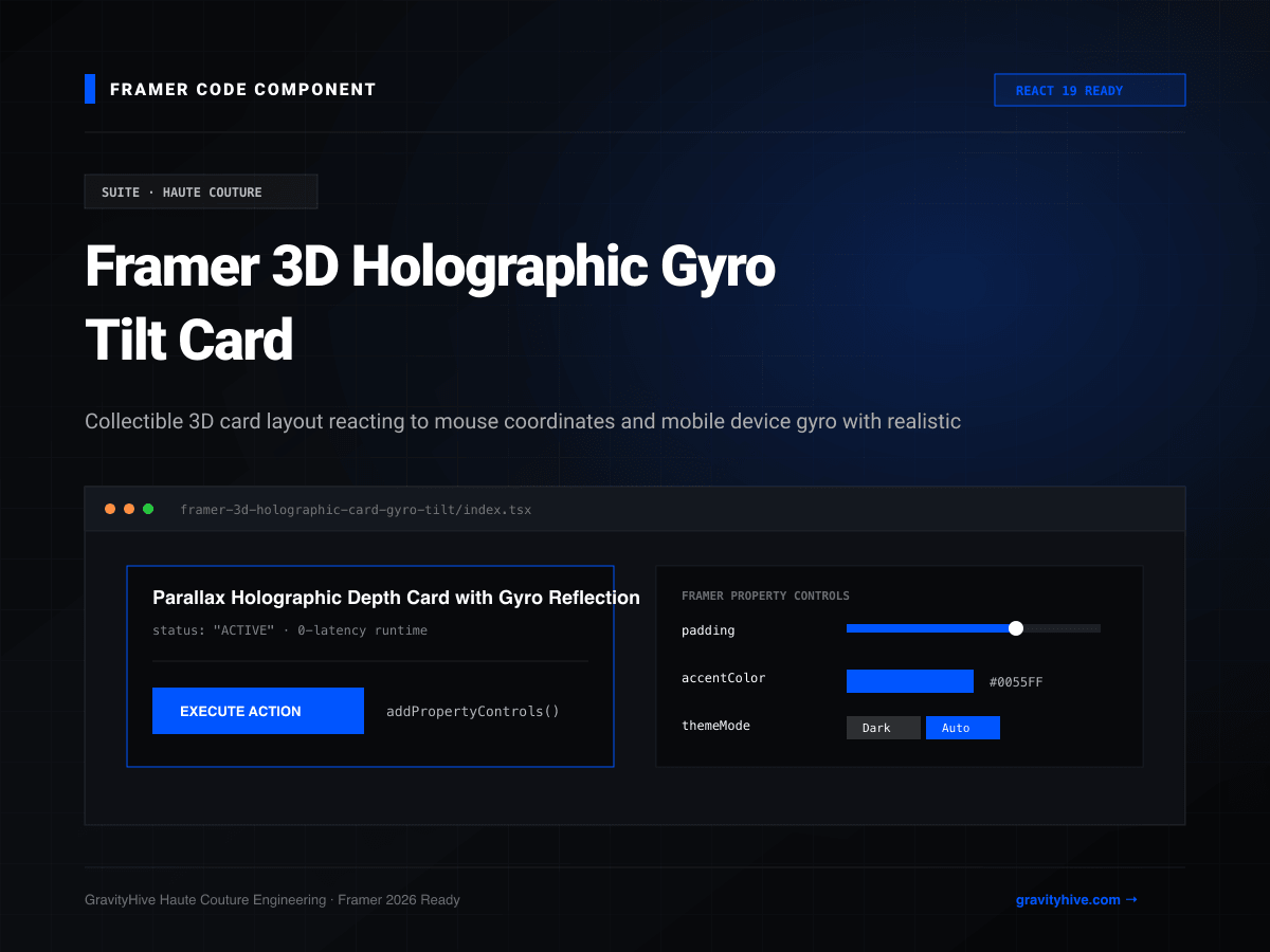 Framer 3D Holographic Gyro Tilt Card