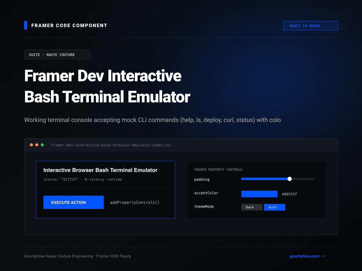 Framer Dev Interactive Bash Terminal Emulator