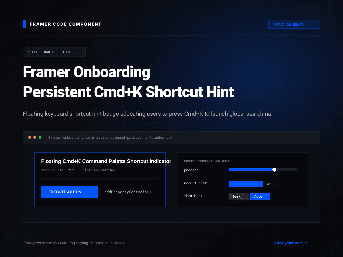 Framer Onboarding Persistent Cmd+K Shortcut Hint