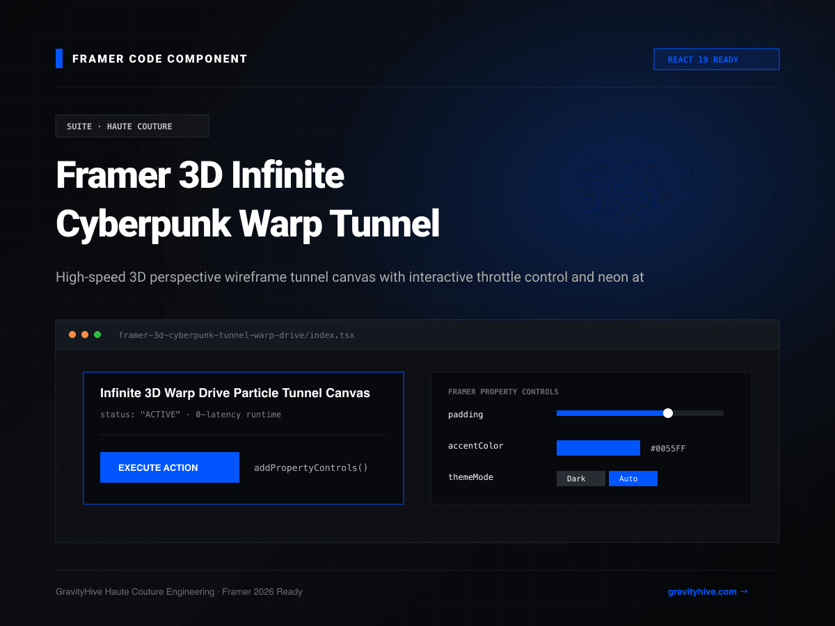 Framer 3D Infinite Cyberpunk Warp Tunnel