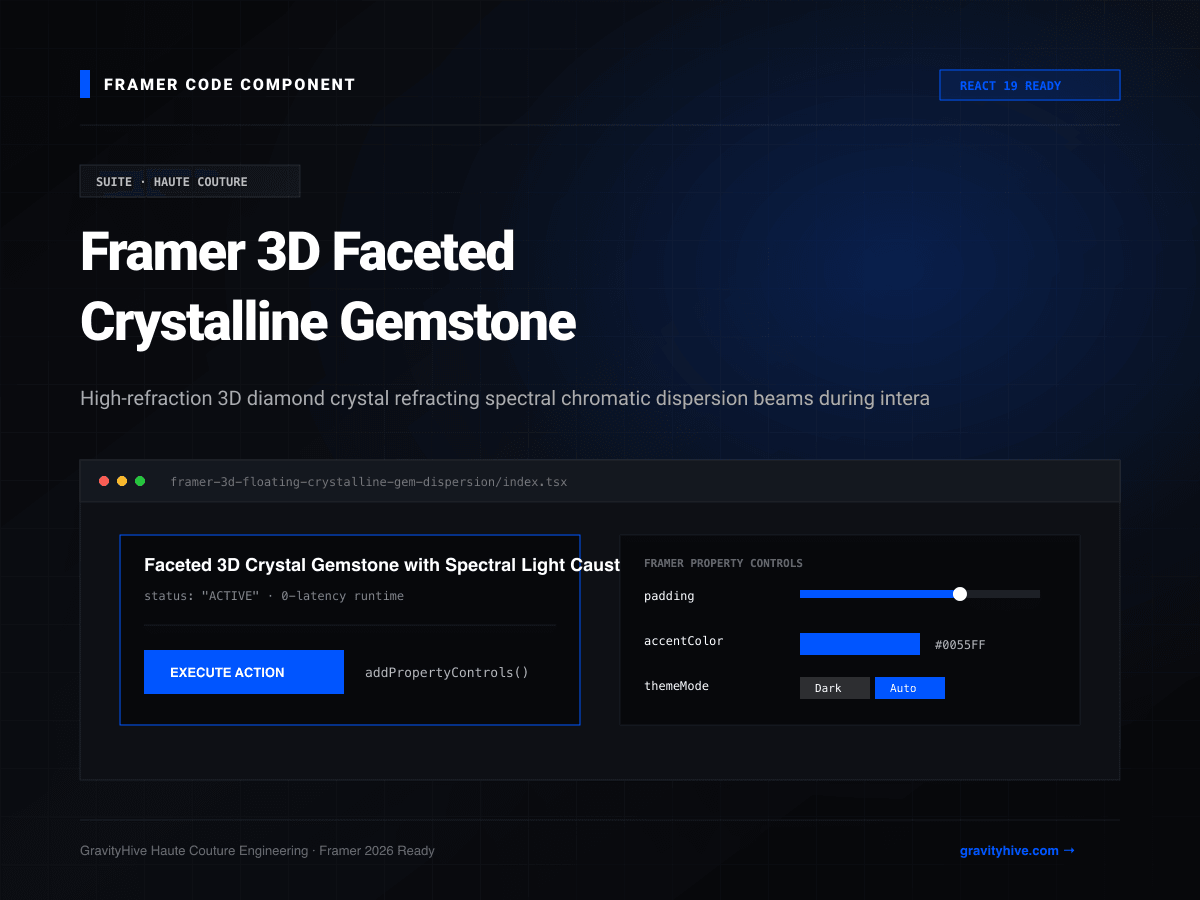 Framer 3D Faceted Crystalline Gemstone