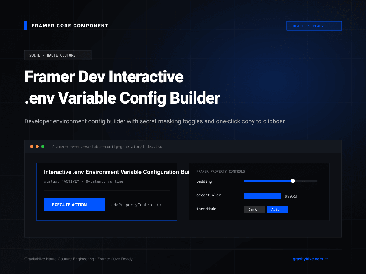 Framer Dev Interactive .env Variable Config Builder