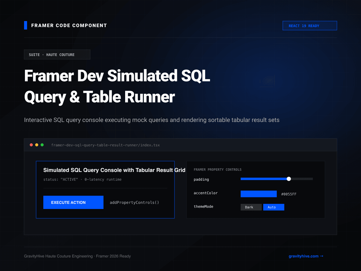 Framer Dev Simulated SQL Query & Table Runner