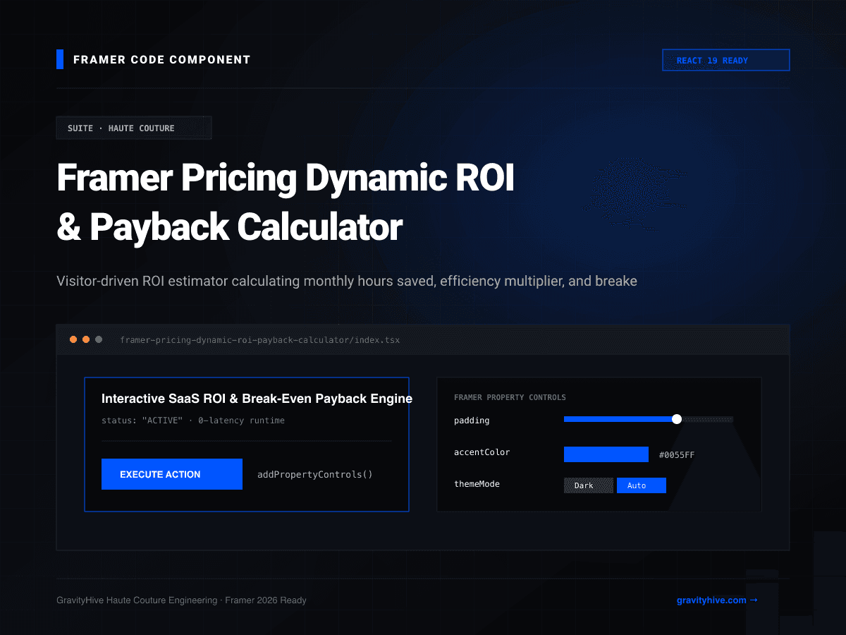 Framer Pricing Dynamic ROI & Payback Calculator