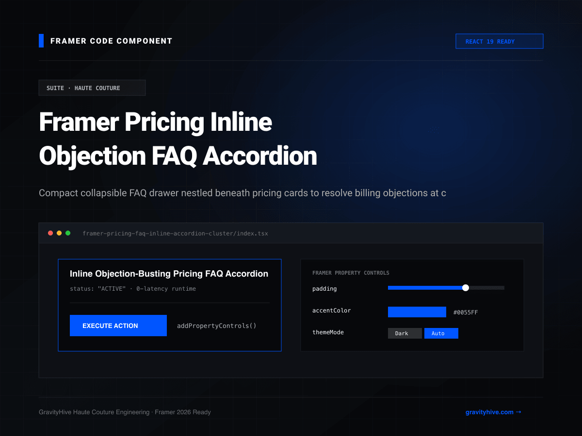 Framer Pricing Inline Objection FAQ Accordion