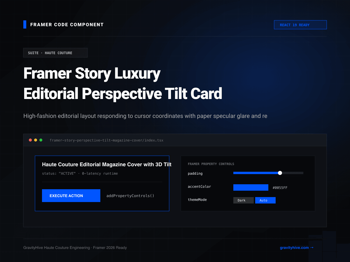 Framer Story Luxury Editorial Perspective Tilt Card