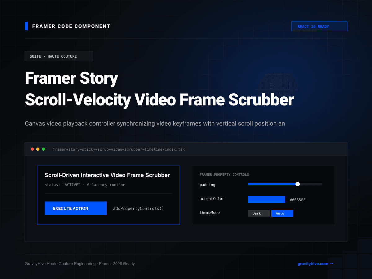 Framer Story Scroll-Velocity Video Frame Scrubber