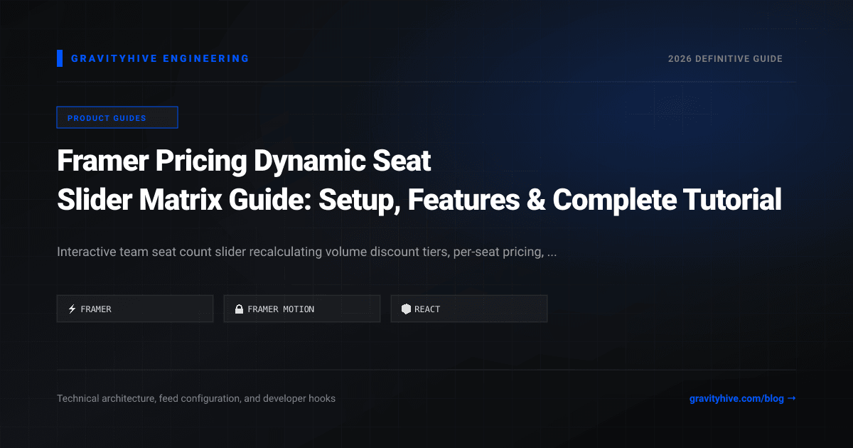 Framer Pricing Dynamic Seat Slider Matrix Guide: Setup, Features & Complete Tutorial