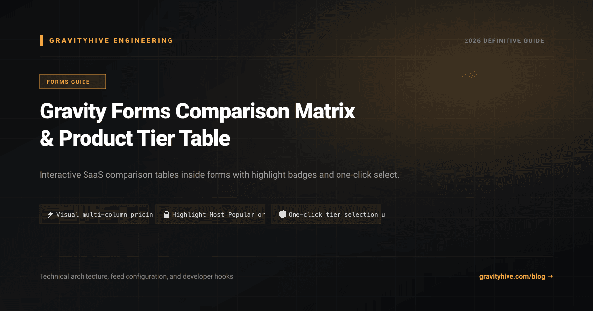 Gravity Forms Comparison Matrix & Product Tier Table Guide: Setup & Complete Overview